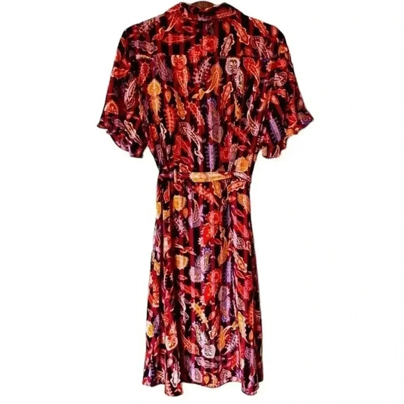 Sharagano Multicolor Paisley Print Tie Waist Dress Size 4 - Picture 2 of 7